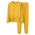 thumbnail image 1 of FRSASU Summer Tops Clearance Womens Loose Oversized Pockets Solid Color Top Womens Long Sleeved Hoodie Plush Set Yellow 10(XL), 1 of 4