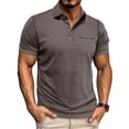 thumbnail image 1 of FRSASU Summer Tops Mens Henley Shirts Casual Button Down Collared Washed T-Shirts for Men Retro Short Sleeve Tee Dark Gray, 1 of 6