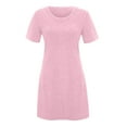 thumbnail image 1 of FRSASU Summer dresses for women clearance,Women Short Sleeve Solid Ladies Loose Mini Dress Pink 12(XXL), 1 of 5