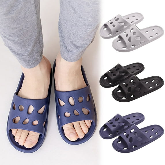 FRSASU Summer men's and women's bathroom Shower Shoes Dry Quickly Non Slip Indoor Home Bedroom Pool Spa Guest College Dorm Gray