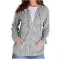 thumbnail image 1 of FRSASU Sweaters for Women Long Sleeve Knitted Zip up Hoodies Ribbed Pullover Loose Casual Sweatshirts with Pockets Gray, 1 of 7