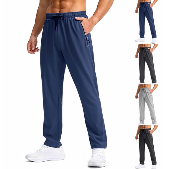 FRSASU Sweatpants Track Pants Mens Athletic Stretch Pants with Zipper Pockets Quick Dry Joggers for Workout Running Gray
