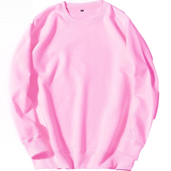 FRSASU Sweatshirt for Men Long Sleeve Crewneck Loose Fit Casual Lightweight Solid Workout Gym Pullover Pink