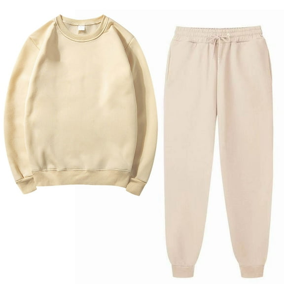 FRSASU Sweatsuits for Women Set 2 Piece Jogging Suit Long Sleeve Pullover Sweatshirts Sweatpants Tracksuit Casual Outfits Khaki