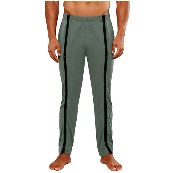 FRSASU Pants for Men Full Zipper Legs Sweat Pants Mens Open Bottom Basketball Pants Gray