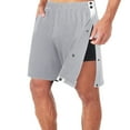 thumbnail image 1 of FRSASU Shorts for Men Post Surgery Adaptive Clothing Fully Open on Both Sides Wide Leg Snap Loose Fit Shorts Gray, 1 of 7
