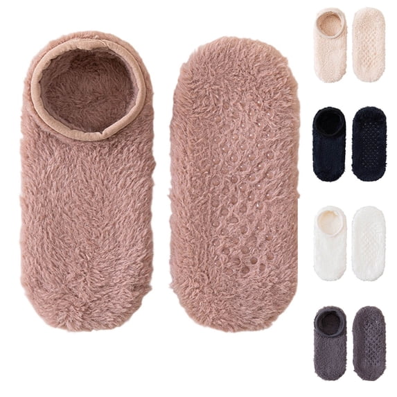 FRSASU Thickened fleece floor Socks for Men and Women Non Slip Solid Color Autumn and Winter Sleep Socks 1Pc