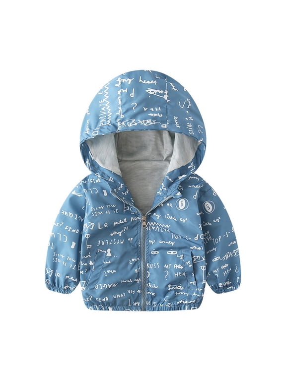 Toddler Baby Boys Cartoon Dinosaur Print Hooded Jacket Long Sleeve Windproof Coats Zip Up Trench Windbreaker Outerwear Light Blue 3 Years