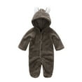 thumbnail image 1 of FRSASU Toddler Baby Boys Girls Color Plush Cute Bear Ears Winter Keep Warm Jumpsuit Romper, 1 of 9