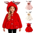 thumbnail image 1 of FRSASU Toddler Baby Girls Winter Faux Fur Coat Bunny Ear Hooded Fleece Thick Warm Jacket with Bag Cute Fuzzy Outerwear Set White, 1 of 8