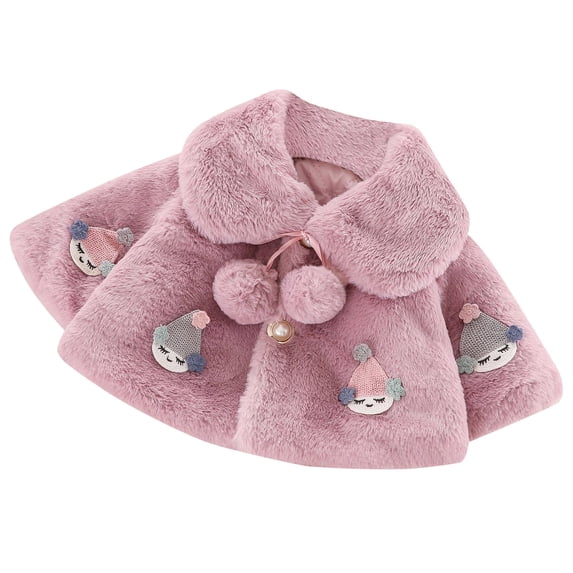 FRSASU Toddler Baby Girls Winter Faux Furs Cape Windproof Coat Warm Cloak Purple L\8