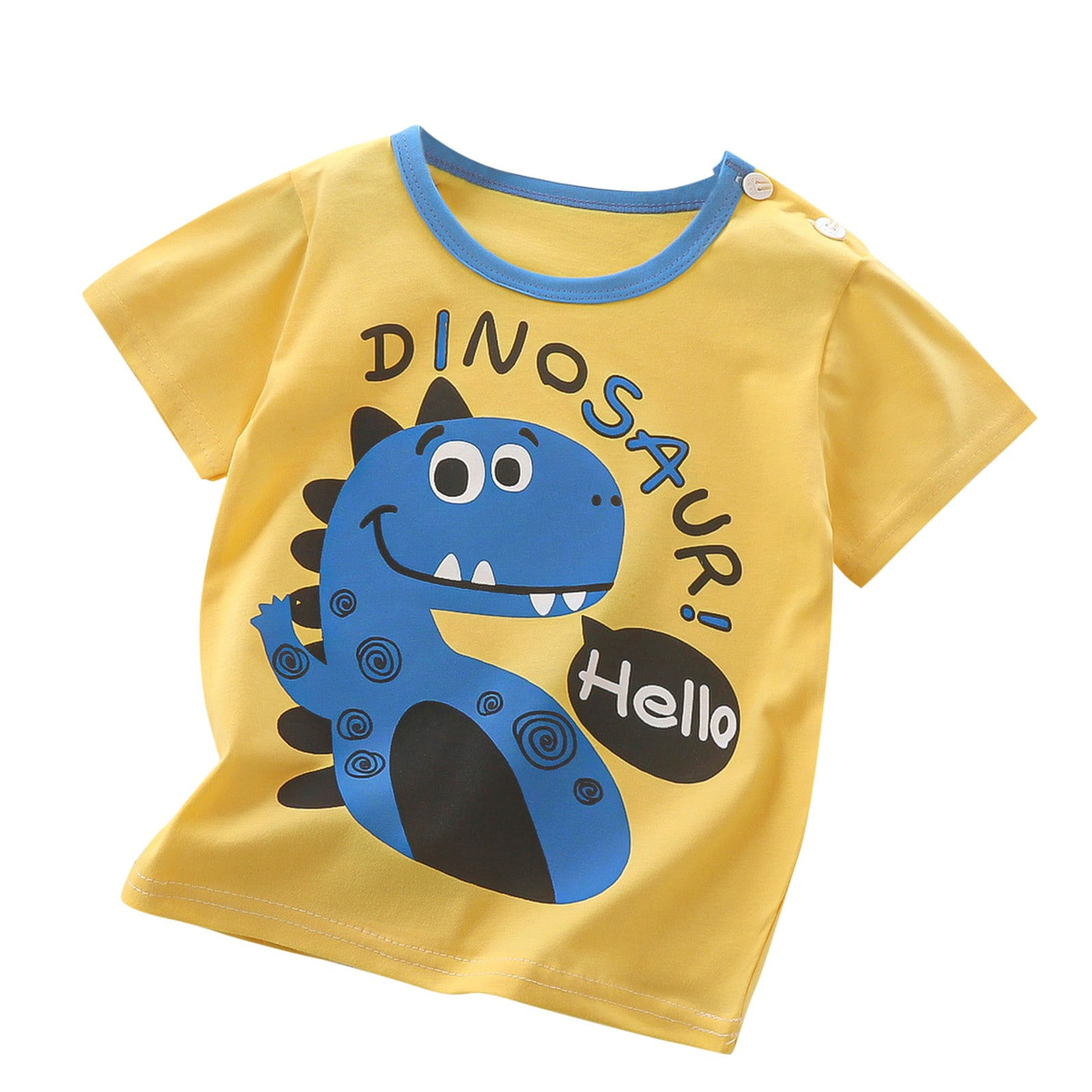 ★ TOOMUCHTAX★ Sleeping Bear Baby T-Shirt Yellow T25SSTS76 Summer Children'S Short Sleeved Striped T Shirt Pure Cotton