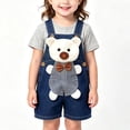 thumbnail image 1 of FRSASU Toddler Girls Cartoon Denim Short Overalls Cute Doll Pattern Jean Shortalls with Adjustable Straps Kids Summer Casual Romper Blue-I, 1 of 8