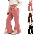 thumbnail image 1 of FRSASU Toddler Girls Corduroy Pants Cute Bow Fleece Lined Bell Bottom Cozy Winter Warm Elastic Waist Trousers 1-10Years Pink, 1 of 9