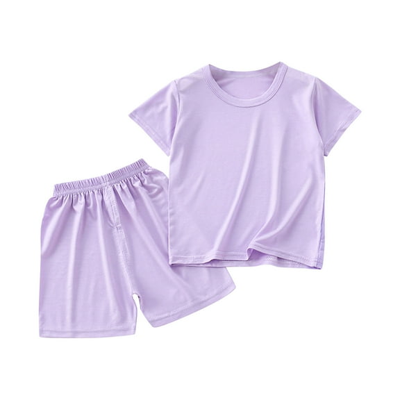 FRSASU Toddler Infant Baby Girl Clothes Ribbed Floral Short Sleeve Shirts Top and Shorts Cute Summer Outfit Clothing Set Purple 1 Years