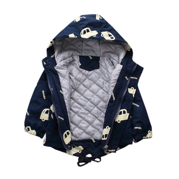 FRSASU Toddler Kids Baby Boy Girl Hooded Warm Thick Jacket Coat Outwear Navy 80(9-12 Months)