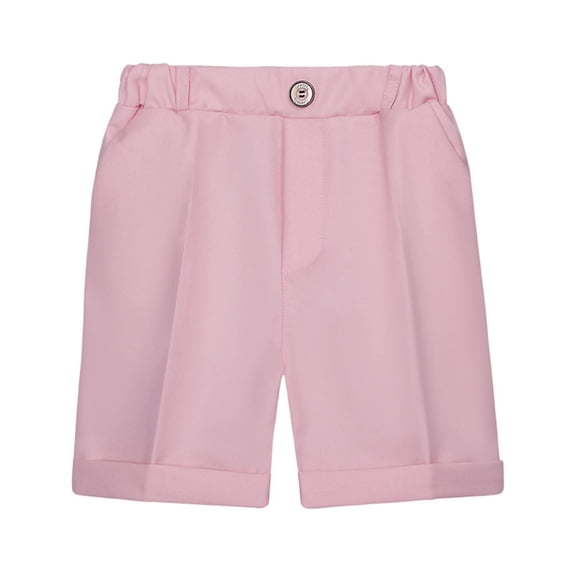 FRSASU Toddler Kids Big Boy Solid Color Lattice School Uniform Suit Shorts Pink 2-3 Years