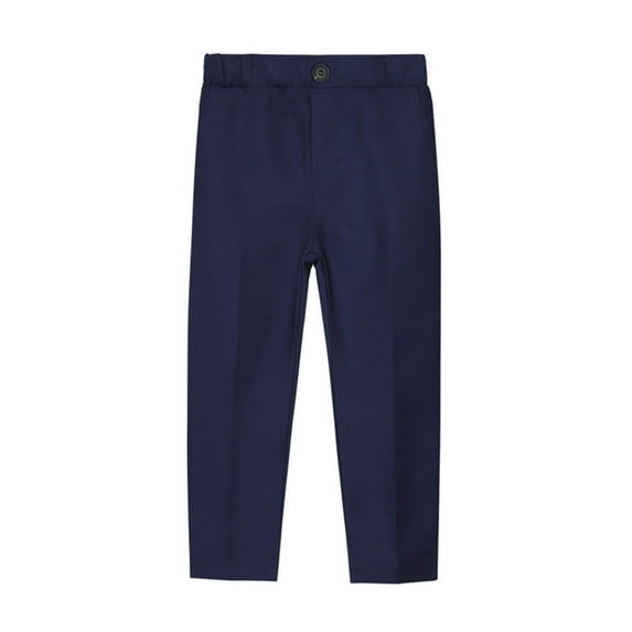 FRSASU Toddler Kids Big Boy Solid Color Stripe School Uniform Suit Pants Trousers Navy 2-3 Years