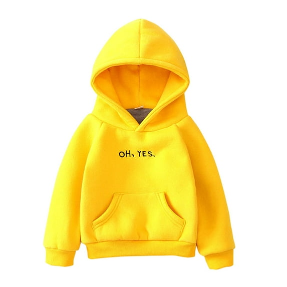 FRSASU Toddler Kids Boy Girl Hooded Letter Hoodie Sweatshirt Tops Clothes Yellow 12-18 Months