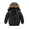 thumbnail image 1 of FRSASU Toddler Kids Winter Jacket Zipper Button Hooded Windproof Coat Black XXL, 1 of 4