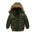 thumbnail image 1 of FRSASU Toddler Kids Winter Jacket Zipper Button Hooded Windproof Coat Green XL, 1 of 3