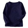 thumbnail image 1 of FRSASU Toddler Kidss Shirts Solid Color Round Neck Long Sleeve Top Navy 2 Years, 1 of 5