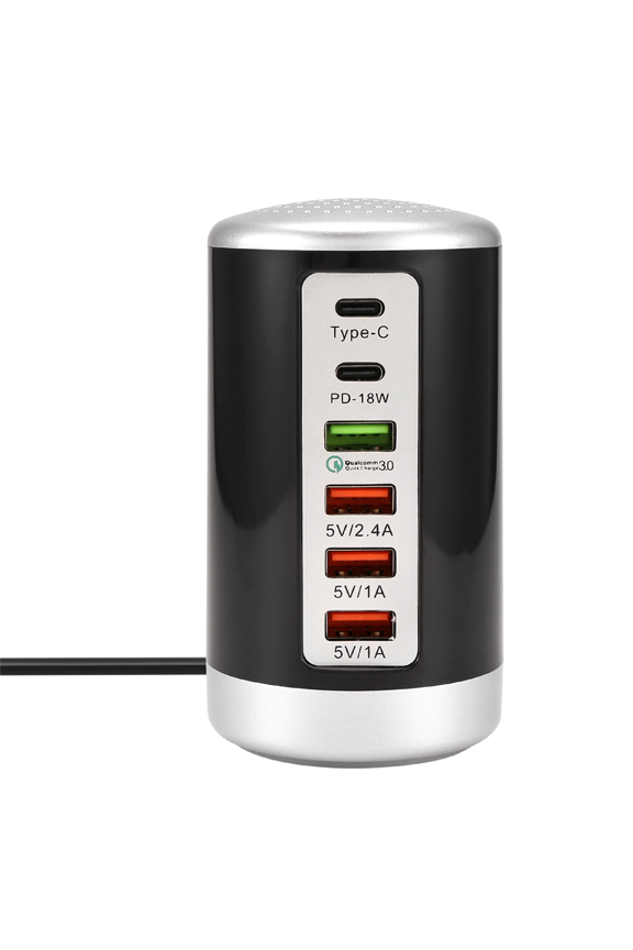 65W USB Multi Port Charger Hub QC3.0 Fast Charger 6 Port Type C PD Charger Mobile Phone Charging Dock Station B US Plug