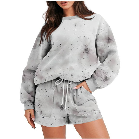 FRSASU Track Suits for Women Set - 2 Piece Outfits Sweatsuit Pockets Hoodies with Pants Fall Jogging Workout Sets for Women Gray