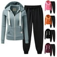 thumbnail image 1 of FRSASU Track Suits for Women Set - Casual 2 Piece Outfits Sweatsuit Pocket Hoodies Long Sleeve with Pants Set Wine, 1 of 6