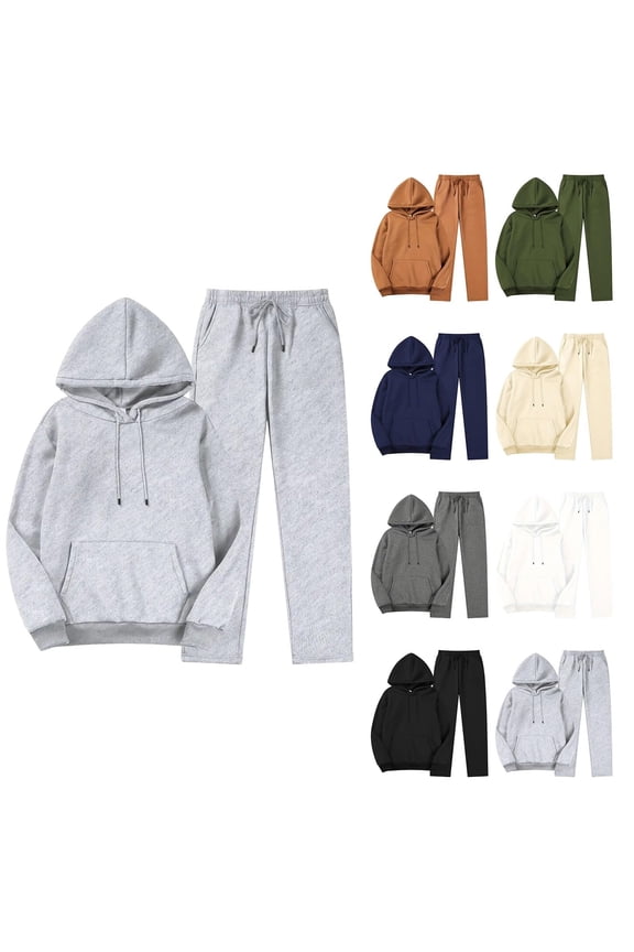 Two Piece Outfits Sweatsuits for Women Set Hoodie and Sweatpants Set Jogging Solid Casual Suits White XL(XL)