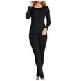 thumbnail image 1 of FRSASU Underwear set for Women Fleece Lined Long Women thermal Winter Warm Base Layer Top Bottom for Cold Weather Black, 1 of 5