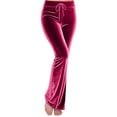 thumbnail image 1 of FRSASU Velvet Pants Women Lounge Comfy Velour Flare Pant Casual Wide Leg High Waisted Drawstring Slim Straight Leg Pants Hot Pink, 1 of 7
