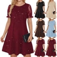 thumbnail image 1 of FRSASU Wedding Guest Cocktail & formal Dresses for Women - Lace Sequin Prom Evening Dress Wine, 1 of 6