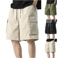 thumbnail image 1 of FRSASU Wide Leg Baggy Cargo Shorts for Men Spring Summer Track Gym Jogger Straight Leg Shorts Khaki, 1 of 5