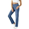 thumbnail image 1 of FRSASU Wide Leg Jeans Woman Stretchy Pull On Baggy Jeans High Waisted Trendy Womens Jeans Straight Casual Imitating Denim Pants Navy, 1 of 6