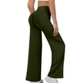 thumbnail image 1 of FRSASU Wide Leg Pants Woman Solid Color Yoga Pants with Pockets Stretch Hip Lifting Loose Fashion Casual Sweatpants Green, 1 of 7