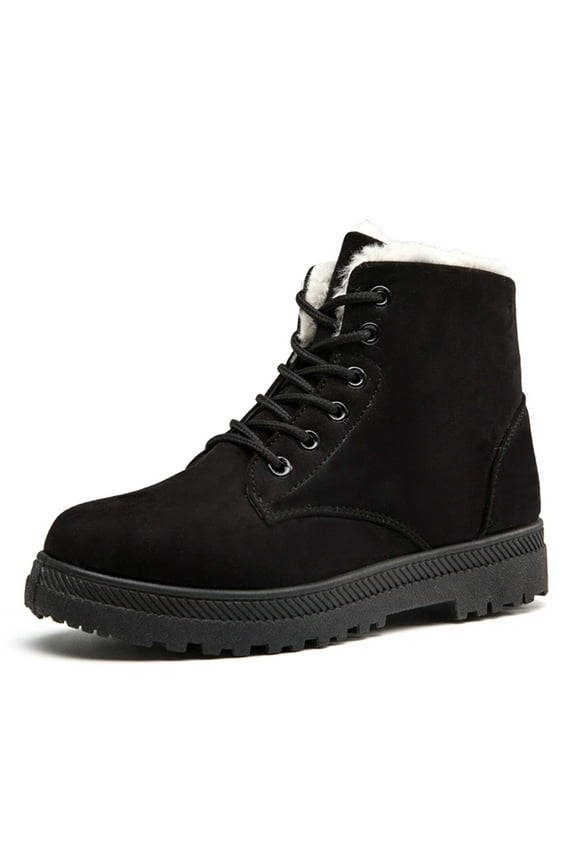Winter Boots Snow Boots Women's Casual Boots Winter Flat with Cotton Short Boots Women's Cotton Shoes Black 9(41)