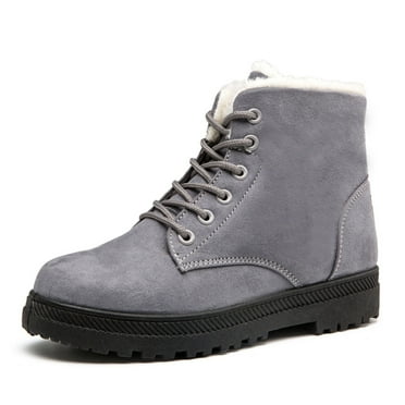 FRSASU Winter Boots Snow Boots Women's Casual Boots Winter Flat with Cotton Short Boots Women's Cotton Shoes Gray 10.5(43)