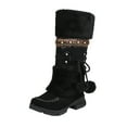 thumbnail image 1 of FRSASU Winter Boots Womens Bandage Midheel Casual Warm Middle Tube Boots Shoes Black 5.5(36), 1 of 6