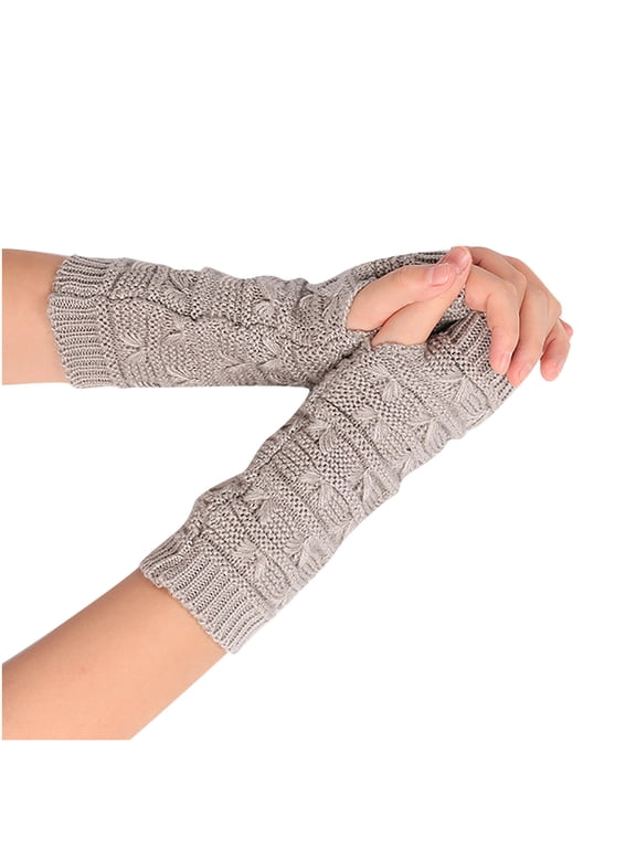 Winter Gloves Women Girl Knitted Arm Fingerless Keep Warm Winter Gloves Soft Warm Mitten