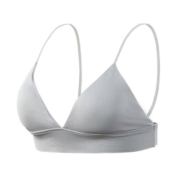 FRSASU Woman V Cup Underwired Sleep Seamless Underwear Soft Comfortable Bra Gray M(M)