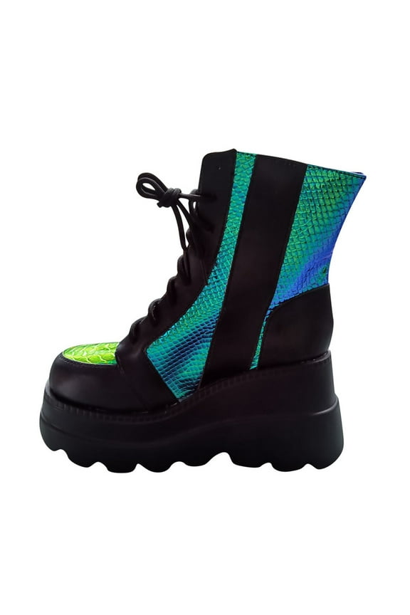 Women Boots ,Women'S Multicolor Wedge Boots Ladies Zip Up Platform Shoes