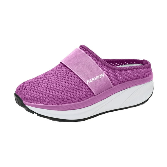 FRSASU Women Boots Sandals,Women'S Platform Lightweight Hollow Half Slippers Soft Bottom Shoes Mesh Sandals