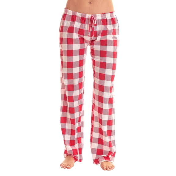 FRSASU Women Comfy Casual Pajama Plaid Print Drawstring Elastic Waistband Soft Pajama Pants Hot Pink