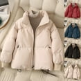 thumbnail image 1 of FRSASU Women Cotton Coat Winter Casual Soft Thick Stand Collar Long Sleeve Solid Color Zipper Closure Fashion Jacket Red, 1 of 4