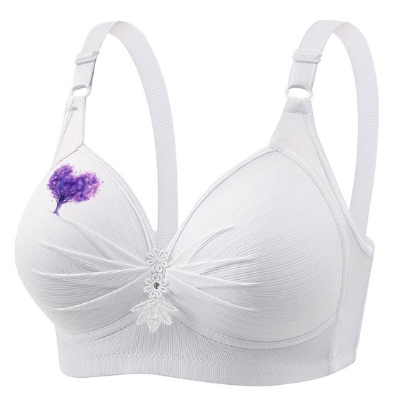 FRSASU Women Deep V Bras No Underwire Wireless Love Print Push Up Bra Seamless Plunge Bralette Comfort Supportive Bra Full Coverage White XXXL(XXXL)