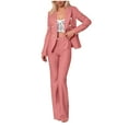 thumbnail image 1 of FRSASU Women Double Breasted Blazer Set formal 2 Piece Pants Outfits Long Sleeve Bussines Suit Set for Work office Pink, 1 of 8