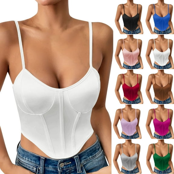FRSASU Women Fall/Summer New Casual Loose Round Neck Blouses, Fashionable Vests with Basic Solid Color Tank Tops White S(S)