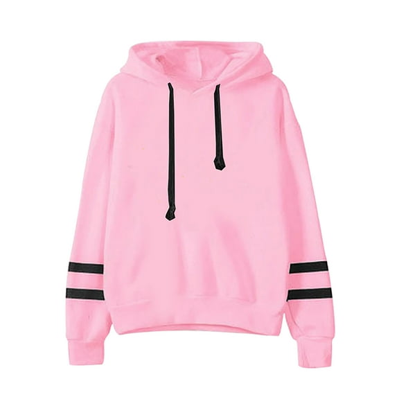 FRSASU Women Hoodies Pullover Casual Thin Sweatshirts Loose Fit Long Sleeve Drawstring Design Hoody Sweatshirt Pink