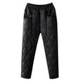 thumbnail image 1 of FRSASU Women Padded Quilted Pants Fall Winter Cotton Warm Casual Wide Leg Pants Elastic Waist Trousers with Pockets Black, 1 of 6